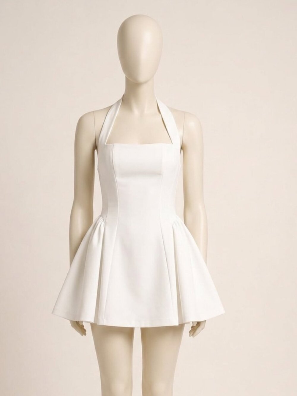 HYZ White Halter Square Neck A-Line Mini Dress Medium New Sealed